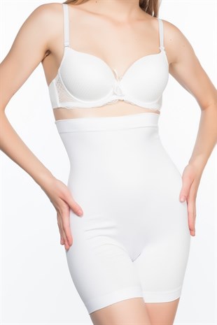 Emay 2063 Yüksek Bel Popo Açık Paçalı Korse Beyaz
