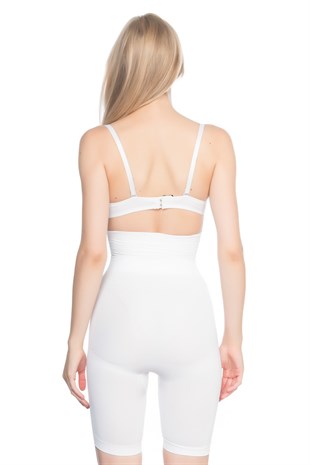 Emay 2074 Çift Kat Yüksek Bel Uzun Paçalı Korse Beyaz