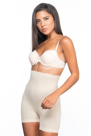 Emay 2075 Çift Kat Yüksek Bel Kısa Paçalı Korse Ten