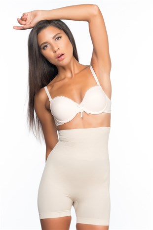 Emay 2075 Çift Kat Yüksek Bel Kısa Paçalı Korse Ten