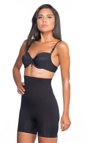 Emay 2075 Çift Kat Yüksek Bel Kısa Paçalı Korse Siyah