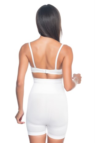 Emay 2075 Çift Kat Yüksek Bel Kısa Paçalı Korse Beyaz