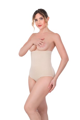 Emay 2080 Dikişsiz Agraflı Slip Korse Ten