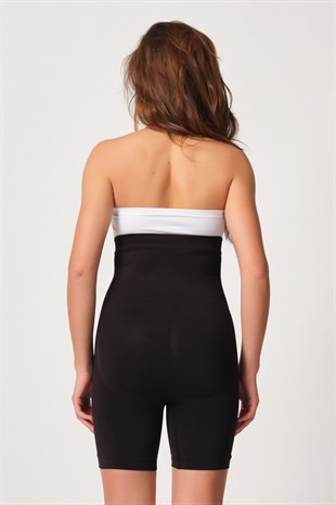 Emay 2087 Agraflı Dikişsiz Paçalı Boxer Korse Siyah