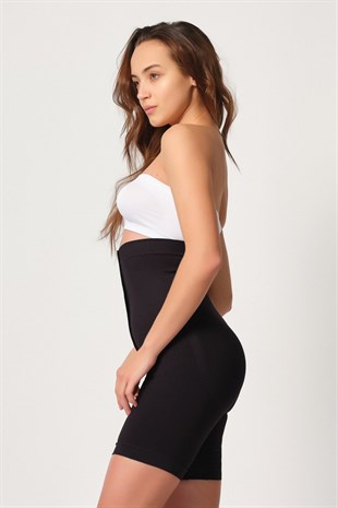 Emay 2087 Agraflı Dikişsiz Paçalı Boxer Korse Siyah