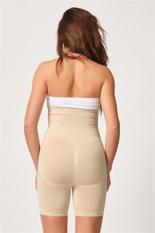 Emay 2087 Agraflı Dikişsiz Paçalı Boxer Korse Ten