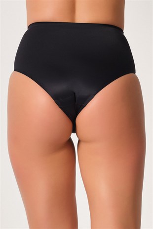 Emay 2801 Lazer Kesim Yüksek Bel Slip Korse Siyah
