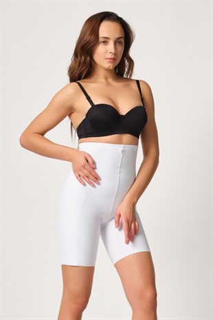 Emay 2814 Lazer Kesim Mide-Basen Toparlayıcı Boxer Korse Beyaz