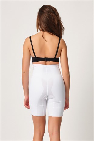 Emay 2814 Lazer Kesim Mide-Basen Toparlayıcı Boxer Korse Beyaz