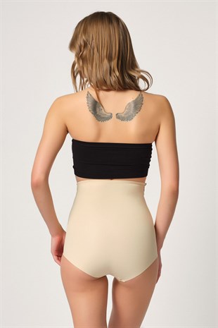 Emay 2842 Lazer Kesim Dantelli Yüksek Bel Slip Korse Ten