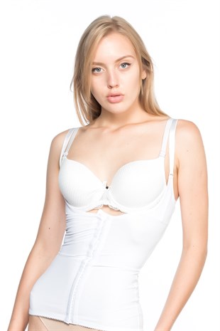 Emay 2875 Agraflı Bel ve Basen Toparlayıcı Korse Beyaz