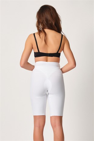 Emay 2923 Karyoka Destekli Paçalı Korse Beyaz