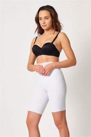 Emay 2927 Balenli Dekolte Paçalı Korse Beyaz