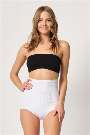 Emay 2931 Göbek Balen Destekli Slip Korse Beyaz