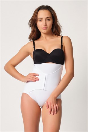 Emay 2932 Yelek Agraflı Lazer Slip Korse Beyaz