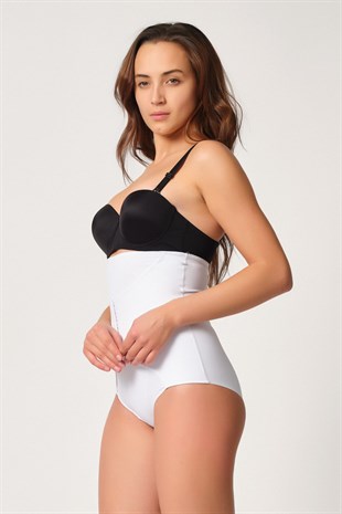 Emay 2932 Yelek Agraflı Lazer Slip Korse Beyaz