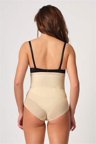 Emay 2945 Tül Karyokalı Lazer Slip Korse Ten