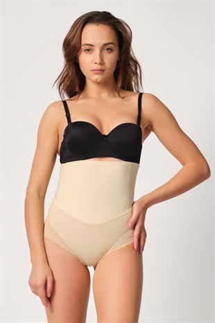 Emay 2945 Tül Karyokalı Lazer Slip Korse Ten