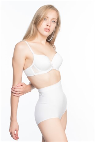 Emay 7024 Yüksek Bel Slip Korse Beyaz