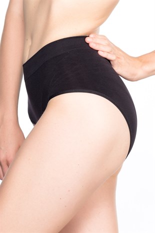 Emay 7025 Dikişsiz Düşük Bel İnce Slip Korse Siyah