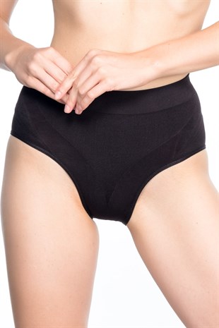 Emay 7025 Dikişsiz Düşük Bel İnce Slip Korse Siyah