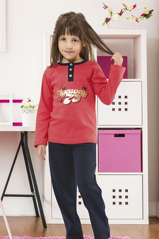 Hmd 5122 Kız Çocuk Pamuklu Uzun Kol Pijama Takımı
