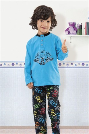 Hmd 5153 Erkek Çocuk Pamuklu Uzun Kol Pijama Takımı