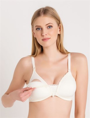 Magic Form 5761 Fisto Dantelli İnce Süngerli Ekru Emzirme Sütyeni