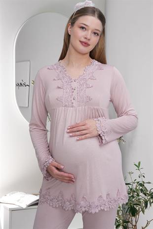Mecit 1501 Gül Kurusu Hamile Lohusa Pijama Takımı