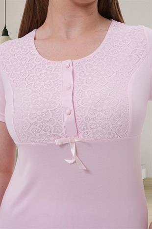 Mecit 1541 Pembe Uzun Sabahlıklı Lohusa Pijama Takımı