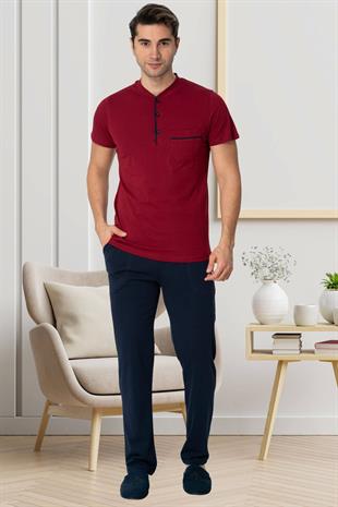 Mecit 2769 Bordo Büyük Beden Şortlu Erkek Pijama Takımı