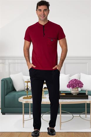 Mecit 2769 Bordo Büyük Beden Şortlu Erkek Pijama Takımı