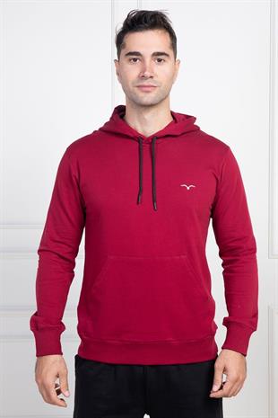 Mecit 2975 Bordo %100 Pamuk Kapüşonlu Spor Model Büyük Beden Erkek Pijama Takımı