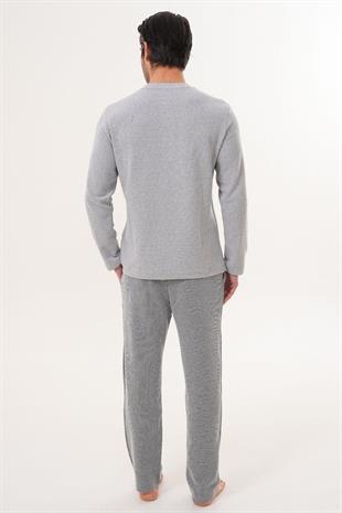 Mecit 2998 Gri Selanik Kumaş Kışlık Erkek Pijama Takımı