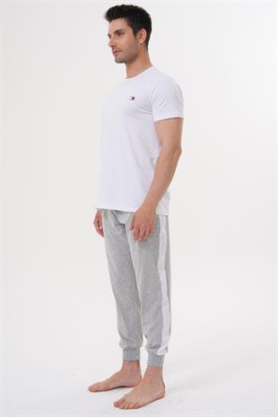 Mecit 4000 Beyaz Gri Erkek Büyük Beden Pijama Takımı