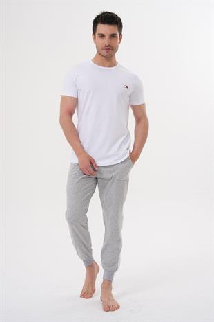 Mecit 4000 Beyaz Gri Erkek Büyük Beden Pijama Takımı