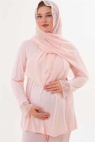 Mecit 5808 Pudra Hamile Lohusa Pijama Takımı