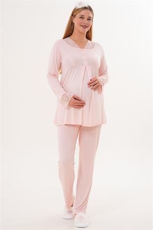 Mecit 5808 Pudra Hamile Lohusa Pijama Takımı