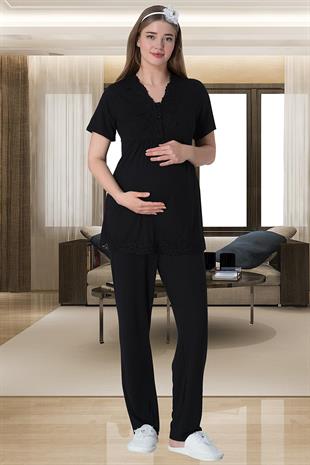 Mecit 6008 Siyah Hamile Lohusa Pijama Takımı