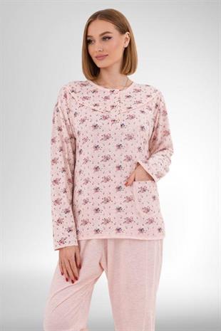 Mecit 6314 Pudra Kadın Büyük Beden Pijama Takımı