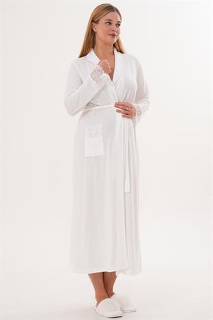 Mecit 6330 Ekru Sabahlıklı Lohusa Pijama Takımı
