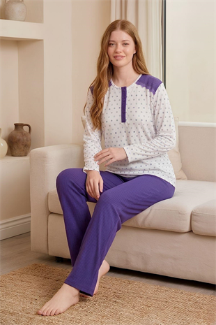 Mecit 6355 Mor Büyük Beden Kadın Pijama Takımı