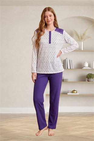 Mecit 6355 Mor Büyük Beden Kadın Pijama Takımı
