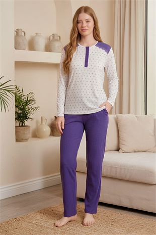 Mecit 6355 Mor Büyük Beden Kadın Pijama Takımı