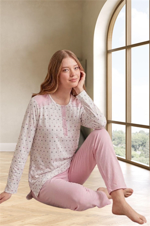 Mecit 6355 Pembe Büyük Beden Kadın Pijama Takımı