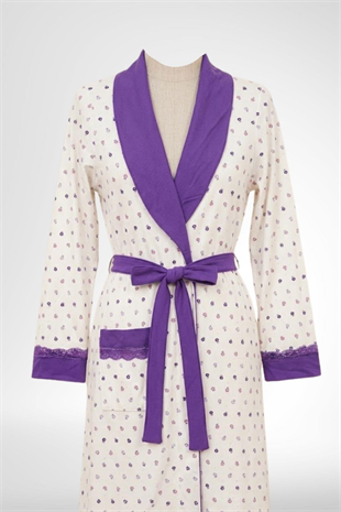 Mecit 6360 Mor Kadın Sabahlık Pijama Gecelik Set