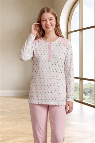 Mecit 6360 Pembe Kadın Sabahlık Pijama Gecelik Set
