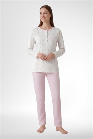 Mecit 6361 Pembe %100 Pamuk Büyük Beden Kadın Pijama Takımı
