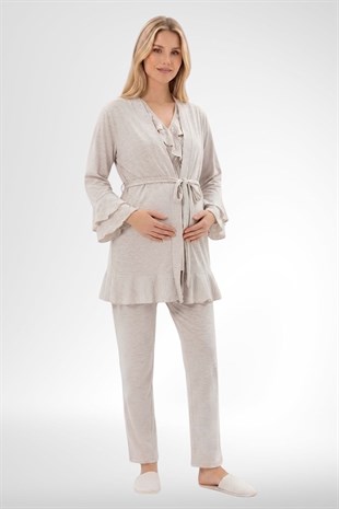 Mecit 6403 Vizon Sabahlıklı Lohusa Pijama Takımı