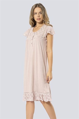 Türen Kadın Pudra Önden Düğmeli Gecelik 3284